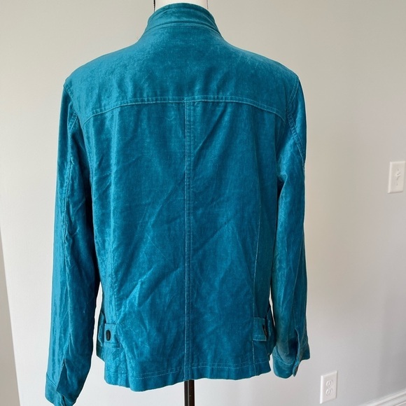 Covington extra large crush velvet teal blue peacock color jacket gorgeous - Picture 2 of 16